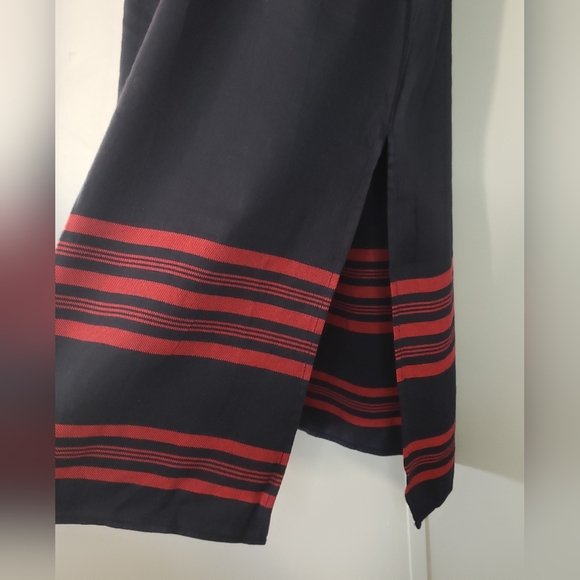 J. Jill Navy Blue and Red Linen Blend Pull-On Maxi Skirt - Picture 5 of 10